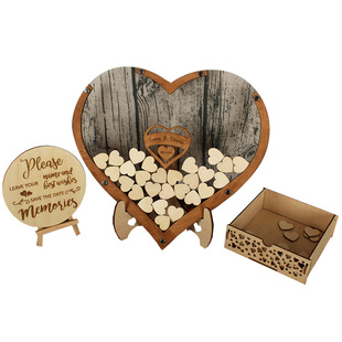 定制木制婚礼签名框宾客留言簿本创意签到台结婚用品摆饰ins爱心