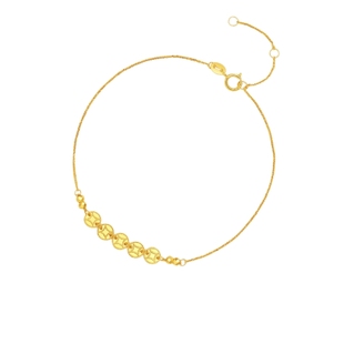 周六福黄18K金手链女铜钱金珠手饰多彩金Au750新年礼物送女友