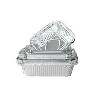 锡纸盒烧烤专用锡纸盘商用一次性打包盒外卖带盖长方形铝箔纸餐盒