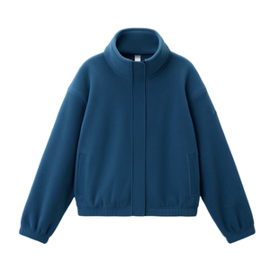 蕉下立领夹克外套女秋短款高弹抓绒内胆小个子加绒宽松摇粒绒外套