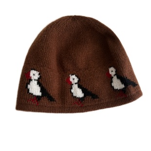 费尔岛企鹅针织帽女秋冬大头围显脸小毛线帽百搭保暖护耳包头冷帽