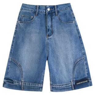 倒装牛仔短裤女2026新款夏季过膝外穿中裤子宽松大码胖mm五六分裤