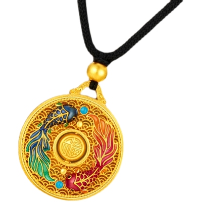 金至尊黄金吊坠锦鲤戏水