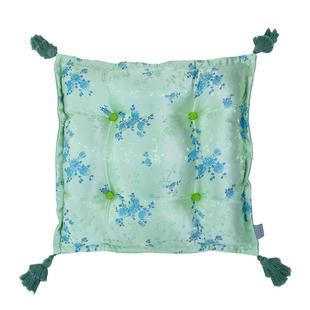 VANCASA烟水浮图 法式中国风椅子坐垫绿色高级中式座垫复古餐椅垫