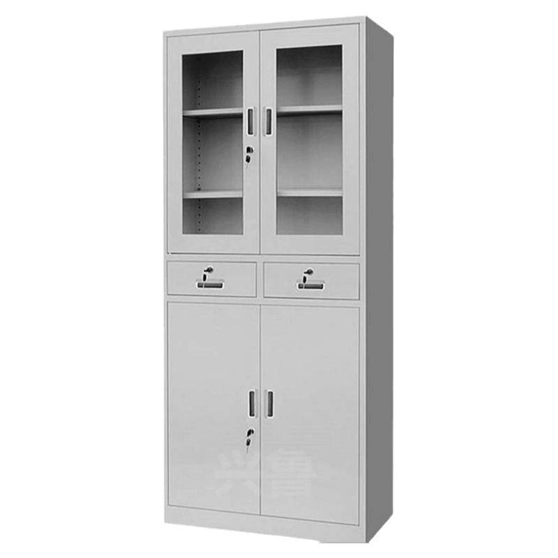 中二斗铁皮文件柜资料柜档案柜办公柜柜带锁钢制文件柜玻璃储物柜