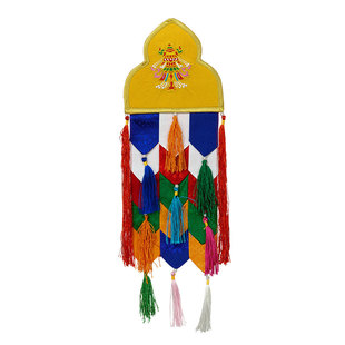 五彩幡长幡精品刺绣莲花彩色幡旗幢幡帐挂幡宝瓶宝伞胜利佛幡饰品