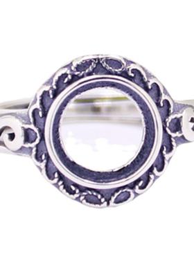 diy花边圆形蜜蜡镶嵌戒指空托