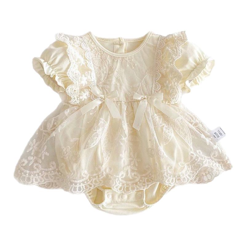 婴儿衣服夏装蕾丝裙子满月服包屁衣女宝宝百天周岁洋气公主裙礼服