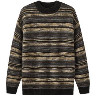 森马毛衫男2024冬新款经典撞色条纹针织衫宽松内搭上衣时尚情侣装