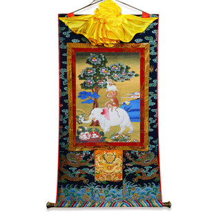 和气四瑞唐卡挂画矿物颜料吉祥四瑞大象猴子墙壁玄关装饰挂画现货