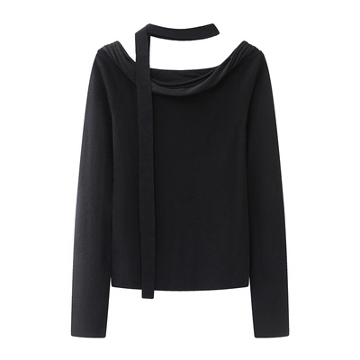 艾诺丝尚忆飘带羊毛针织衫毛衣女