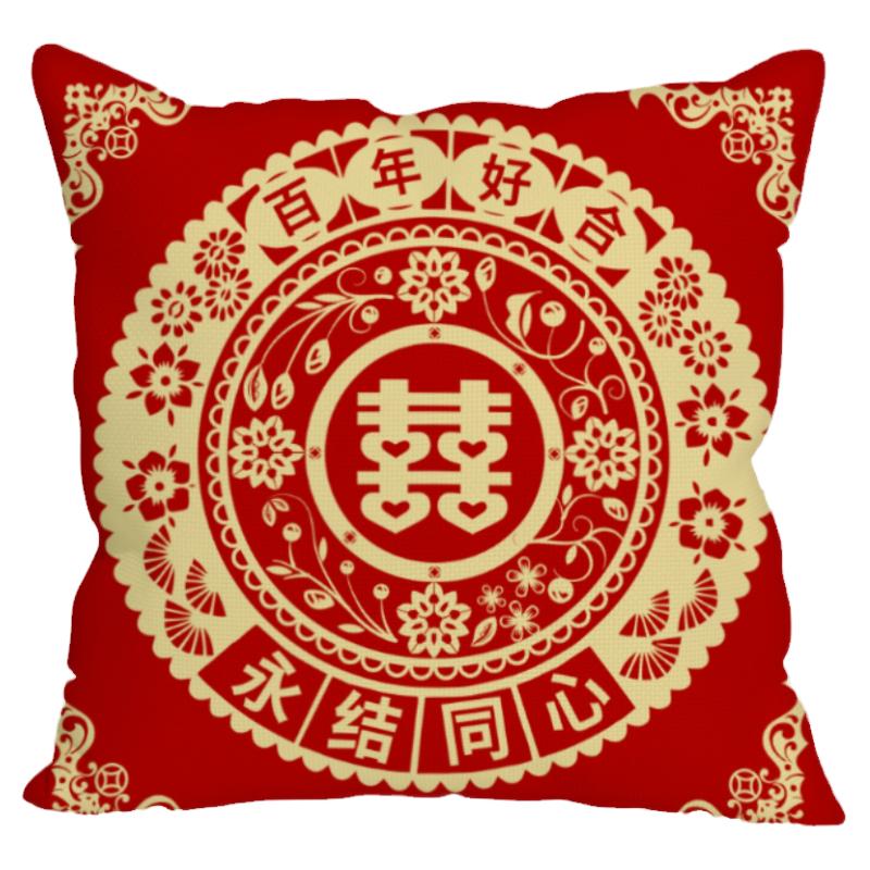 百年好合十字绣抱枕一对手工自己十字绣套件