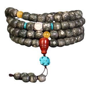 玩家级 石玉料帝王绿阴皮星月菩提子手串108颗正月佛珠男女士手链