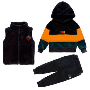 童装男童冬套装加绒加厚2025新款大童装儿童运动卫衣秋冬装三件套