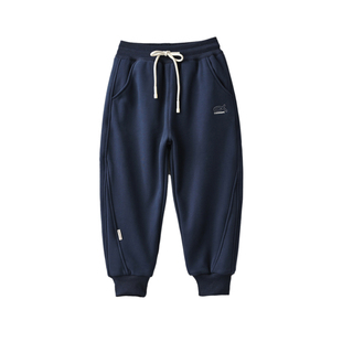 儿童双层加绒卫裤 男童绒内衬 一体绒收口运动裤校服裤 中大童