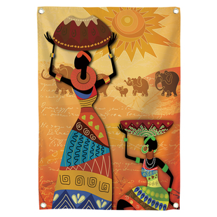 可定制民族风非洲鼓打击乐琴行背景布乐器家居卧室客厅装饰挂布