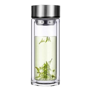 YZY/渊之源双层玻璃杯350ml泡茶杯子加厚过滤男女水杯高档高硼硅