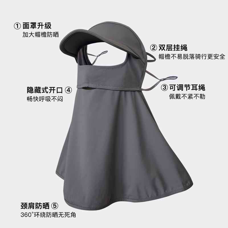 防晒面罩女夏全脸口罩紫外线冰防基尼护围脖颈脸丝骑行面纱遮阳男