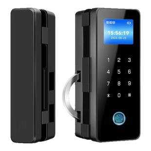 玻璃门指纹锁办公室密码锁免开孔双开推拉门智能锁有框无框电子锁