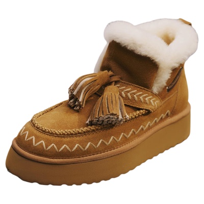 思加图加绒保暖厚底增高雪地靴女