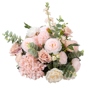 仿真路引花婚庆交车区台柱花球摆件餐桌粉色小花摆件假花罗马柱花