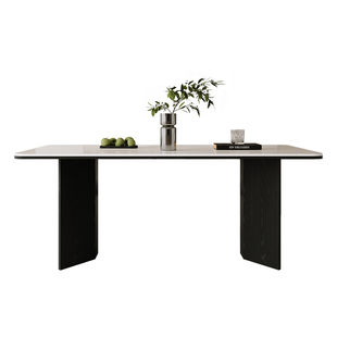 香丽华庭意式极简岩板餐桌椅家用复古风小户型长方形实木吃饭桌子