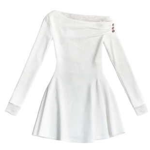 fragileheart易碎商店·月光手札早春法式斜肩蕾丝纯欲修身连衣裙