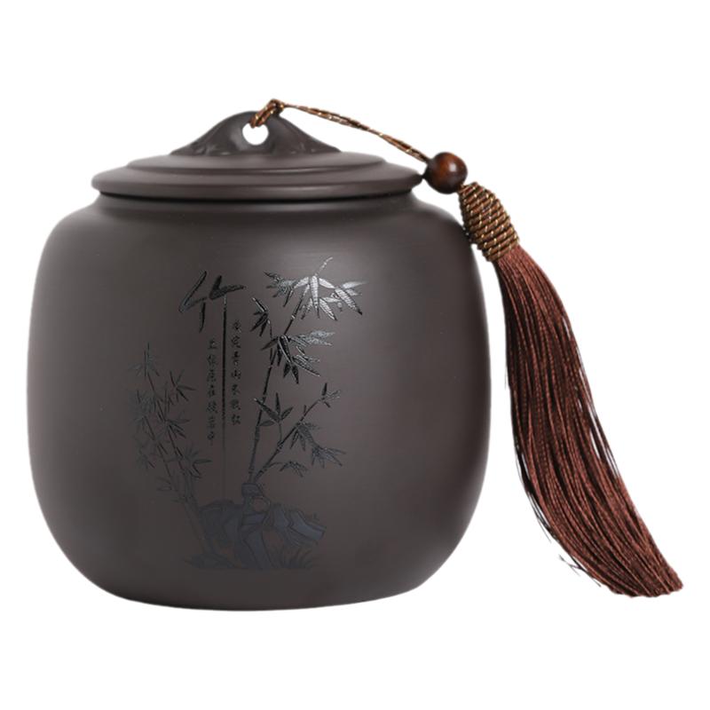 紫砂茶叶罐复古陶瓷家用密封罐大号半斤装红茶普洱散茶储茶罐礼盒