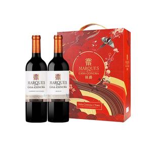 【自营】年货送礼 智利进口干露侯爵赤霞珠+梅洛红葡萄酒双支礼盒