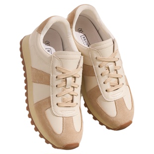 宝舒曼全头层牛皮德训鞋女款2026新款大码厚底增高小白鞋真皮女鞋