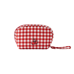 樱桃KIRSH 经典樱桃红色格纹收纳包2026韩系甜美新年礼物口红小包