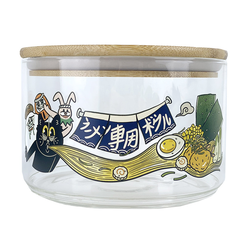 黄金大劈叉日式拉面碗带盖泡面饭沙拉碗大容量耐热追剧肥宅玻璃碗