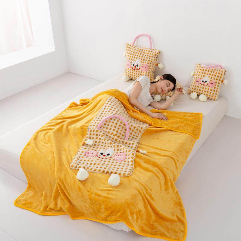 抱枕被子两用午睡可折叠毛毯手提式车载枕头靠背二合一办公室盖毯