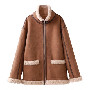 PENNYPENG 机场look2.0 秋冬氛围感复古美拉德风拼接保暖短外套