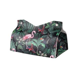 轻奢风高级感油画玫瑰抽纸盒收纳客厅车载桌面纸抽袋创意餐纸巾盒