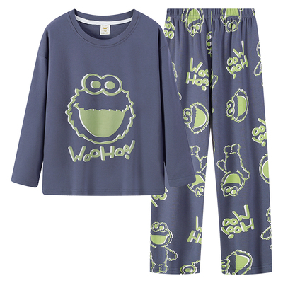 猫人儿童睡衣纯棉男童长袖秋衣