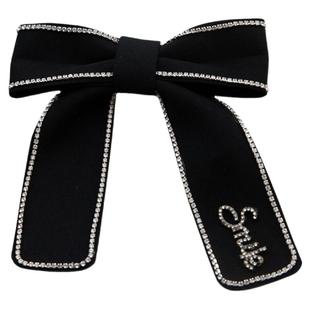 日韩黑色布艺蝴蝶结领结发夹水钻链条英伦风简洁百搭新款配饰胸针