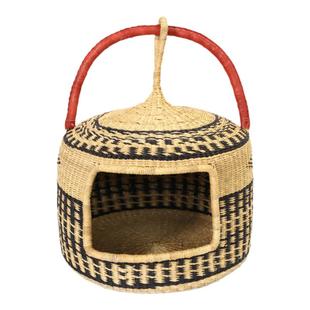 Roomology非洲加纳进口手工编织宠物窝草编猫窝狗窝便携式猫窝