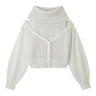 SNIDEL秋冬款高领亮片背心V领针织开衫两件套SWNT245092