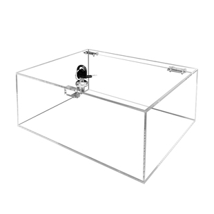 亚克力透明展示盒带锁储物柜保管箱上锁翻盖合页收纳箱盒子定订制