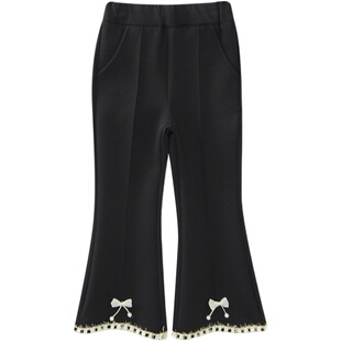 女童加绒喇叭裤秋冬2025新款洋气儿童小香风裤子阔腿裤女孩休闲裤