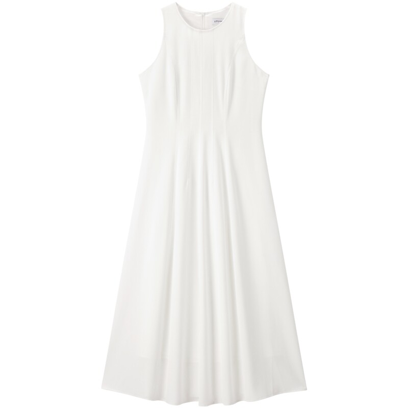 太平鸟发光小白裙2026夏新款简约通勤连衣裙无袖白色法式长裙子女