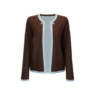 中古羊绒焦糖棕开衫毛衣