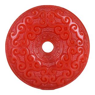 天然新疆和田玉红玉玉龙扣男女款鸡血玉佩玉环双面回纹平安扣项链