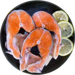 三文鱼头新鲜冷冻鱼扒整条轮切香煎鱼块边角料人吃大西洋鲑鱼喂狗