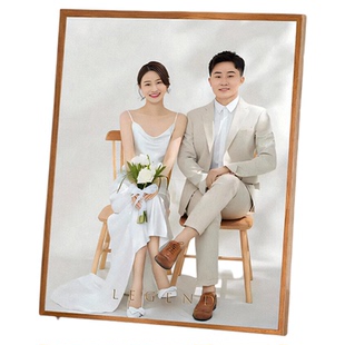 定制婚纱照相框摆台高级感窄边简约结婚照一体挂墙洗照片做成桌摆