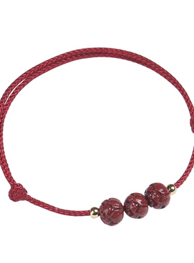 朱砂手链马年本命年红绳男女编织上岸紫金砂转运珠手绳细脚链手串