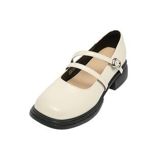 三福女乐福鞋春季失序学院双条带厚底圆头玛丽珍鞋女鞋853919