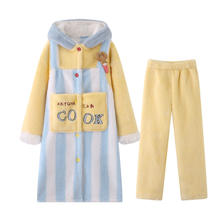 料理鼠王睡袍套装儿童秋冬季2025新款珊瑚绒加厚睡衣家居服两件套