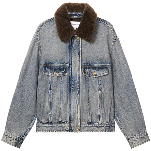 Miss Sixty25秋新款牛仔外套女可拆卸毛领摇粒绒内胆厚款